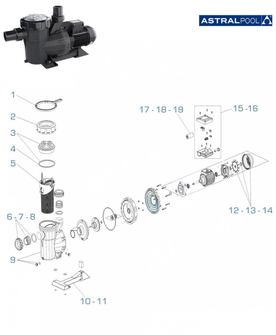 Accesorios enlace de 1.5-2 2.5 HP bomba victoria plus de astral pool - Imagen 2