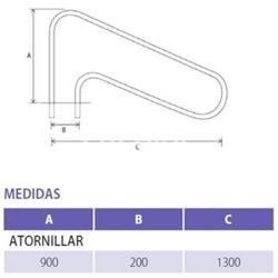 Barandilla salida B acero inosidable AISI 316 (especialmente diseñada para piscinas salinas) - Imagen 2
