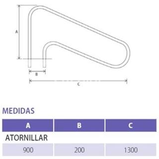 Barandilla salida B acero inosidable AISI 316 (especialmente diseñada para piscinas salinas) - Imagen 2