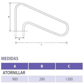 Barandilla salida B acero inosidable AISI 316 (especialmente diseñada para piscinas salinas) - Imagen 2