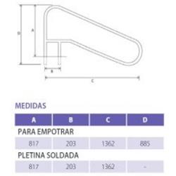 Barandilla sujeción salida piscina acero inoxidable AISI 316  Qp. - Imagen 2