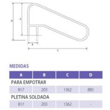 Barandilla sujeción salida piscina acero inoxidable AISI 316  Qp. - Imagen 2