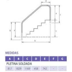 Barandilla tres curvas acero inoxidable AISI 316 especialmente diseñada para piscinas salinas de Qp - Imagen 2