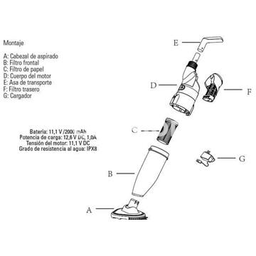 Bateria  limpiafondos eléctrico VCB50P de gre - Imagen 2