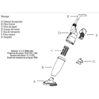 Cargador  (8.4V -1A ) limpiafondos eléctrico VCB10P de gre - Imagen 2