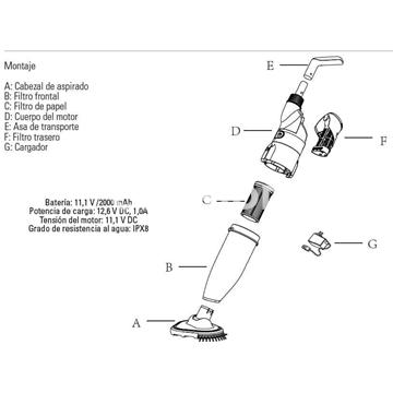 Cartucho limpiafondos eléctrico VCB10P de gre - Imagen 2