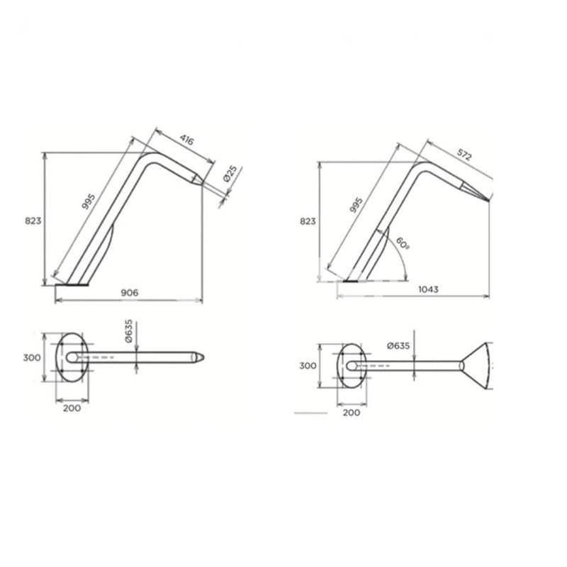 Cañones Fidji de acero inoxidable mate AISI-316 de Qp - Imagen 2
