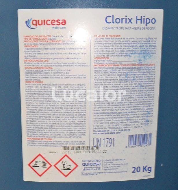 Clorix Hipo ( quicesa) para piscinas - Imagen 2