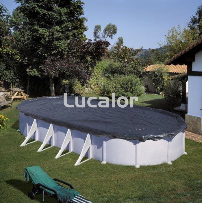 Cobertores invierno reforzados 180 g/m2 piscinas gre de acero forma ovalada - Imagen 1