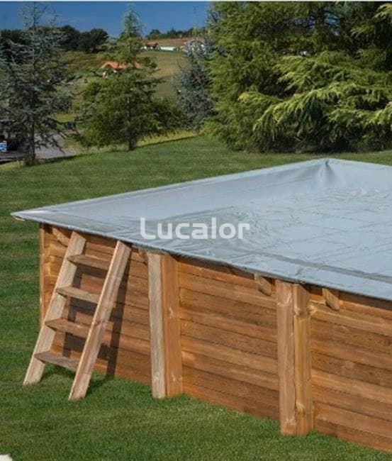 Cubiertas gre invierno piscinas madera de forma cuadrada 580 g/m2, - Imagen 1