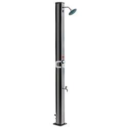 Ducha solar gre PVC negro con lavapiés - 35l ,con frotal en silver - Imagen 1
