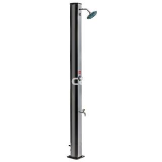 Ducha solar gre PVC negro con lavapiés - 35l ,con frotal en silver - Imagen 1