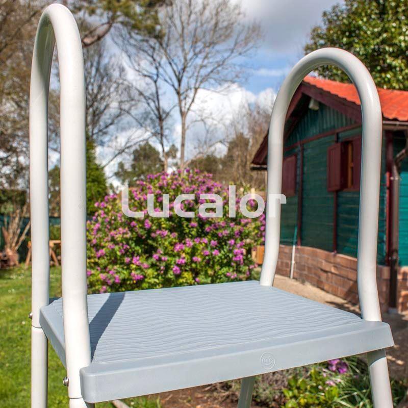 Escalera gre de acero galvanizado estándar tipo tijera con plataforma - Imagen 2