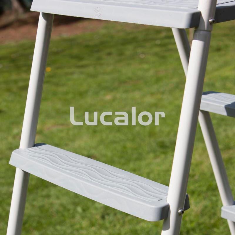 Escalera gre de acero galvanizado estándar tipo tijera con plataforma - Imagen 4