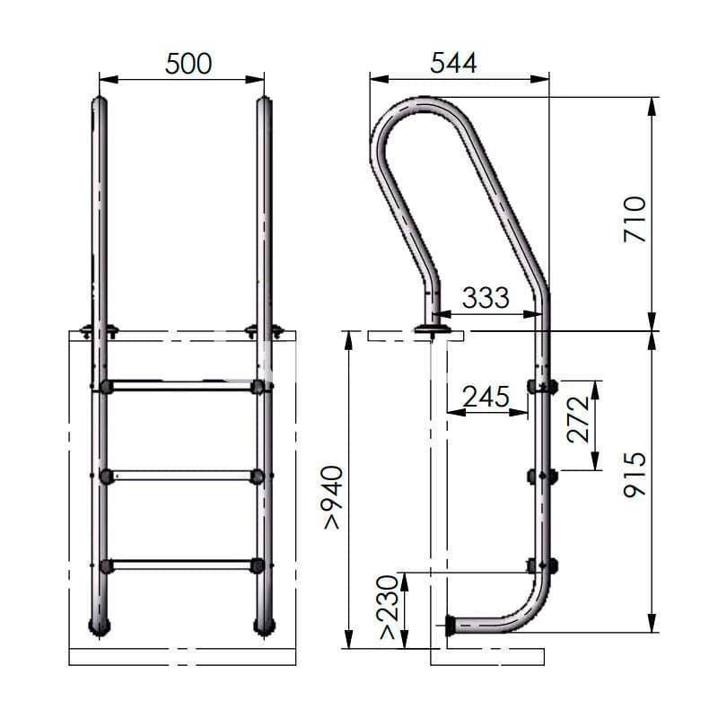 Escalera inox para piscinas de madera y composite - Imagen 3