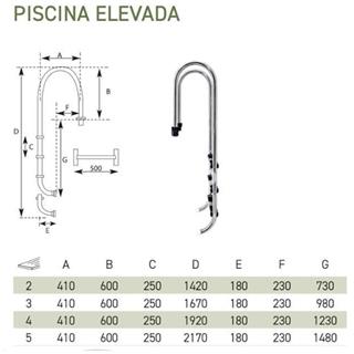 Escalera para piscinas elevadas modelo piscina elevada  de acero inox AISI-316 - Imagen 2