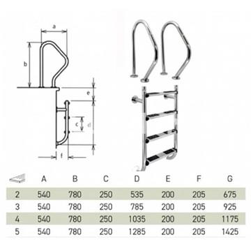 Escalera partida acero inoxidable 316, 2 - 3 - 4 - 5 peldaños - Imagen 2