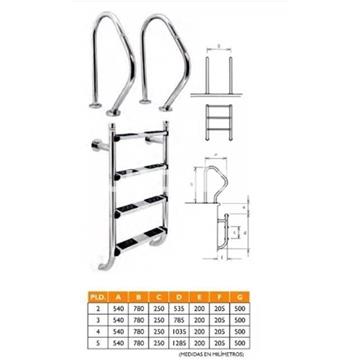 Escalera piscina 2 componentes o partida en acero inoxidable AISI-316 de Qp - Imagen 2