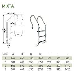 Escalera piscina publica o privada modelo mixta en acero inoxidable AISI 316 de Qp - Imagen 2