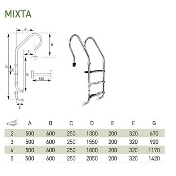 Escalera piscina publica o privada modelo mixta en acero inoxidable AISI 316 de Qp - Imagen 2