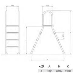 Escalera puente para piscinas elevadas desde 90 a 132 cm - Imagen 2