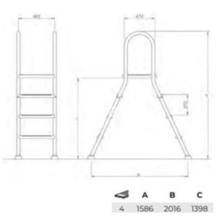 Escalera puente para piscinas elevadas desde 90 a 132 cm - Imagen 2