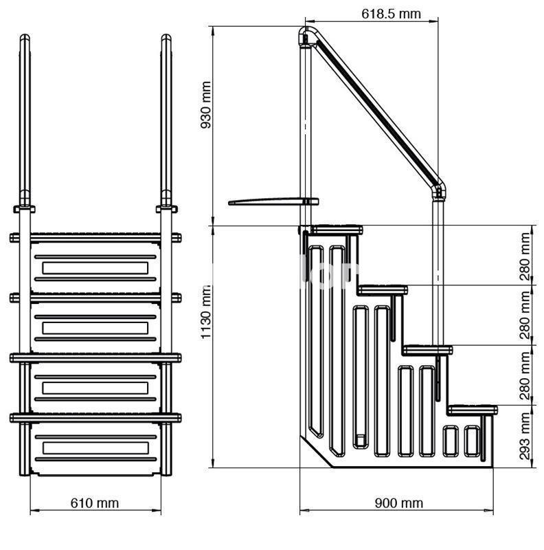 Escalera sintetica de acceso facil para piscinas gre - Imagen 3