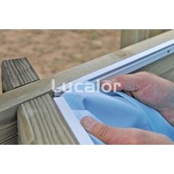 iner azul para piscina de madera ovalada (Modelo Avocado) altura 131 cm - Imagen 1