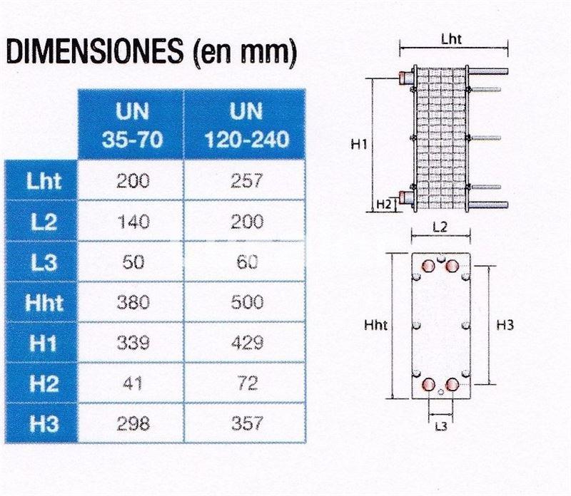 Intercabiador zodiac de placas de titanio basico 13 -35 KW - Imagen 2