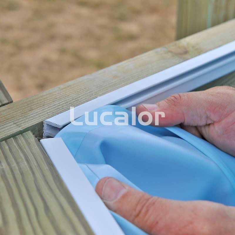 Liner azul para piscina de madera cuadrada (Modelo Carra) de altura 119 cm - Imagen 1