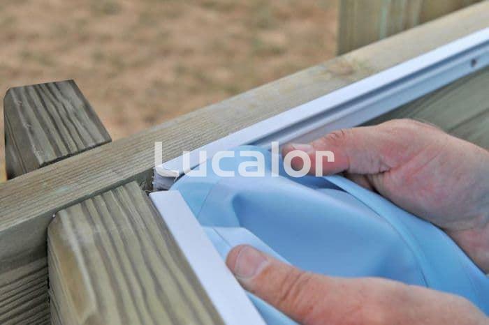 Liner azul para piscina de madera ovalada (Modelo Camomille) altura 127 cm - Imagen 1