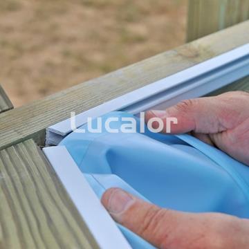 Liner azul para piscina de madera rectangular (Modelo Marbella) de altura 119 cm - Imagen 1