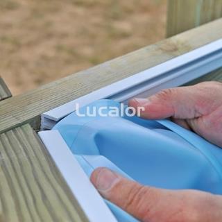 Liner Azul  piscina Gre  madera redonda (Modelo Vasto) altura 136 cm - Imagen 1