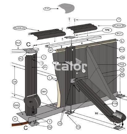 Pilar gris vertical cuadrado para piscinas ovaladas altura 120 y 132 cm - Imagen 1