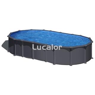 Piscina Gre Anthracite ovalada sin postes altura 132 cm - Imagen 1