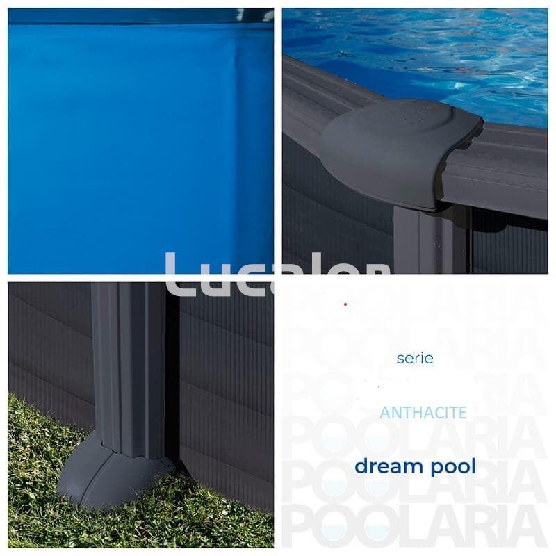 Piscina Gre Anthracite ovalada sin postes altura 132 cm - Imagen 4