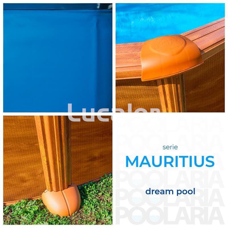 Piscina Gre serie mauritius  ovaladas con postes laterales aspecto madera  altura 132 cm - Imagen 3