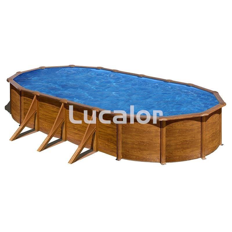 Piscina Gre serie pacific  ovaladas con postes laterales  aspecto madera  altura  120 cm - Imagen 1