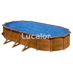 Piscina Gre serie pacific  ovaladas con postes laterales  aspecto madera  altura  120 cm - Imagen 1