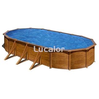Piscina Gre serie pacific  ovaladas con postes laterales  aspecto madera  altura  120 cm - Imagen 1