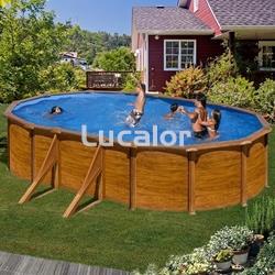 Piscina Gre serie sicilia ovalada con postes laterales aspecto madera altura  120 cm - Imagen 2