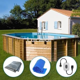 Piscina madera de gre forma ovalada modelo Vermela ( 672 x 472 x H 146 cm ) - Imagen 1