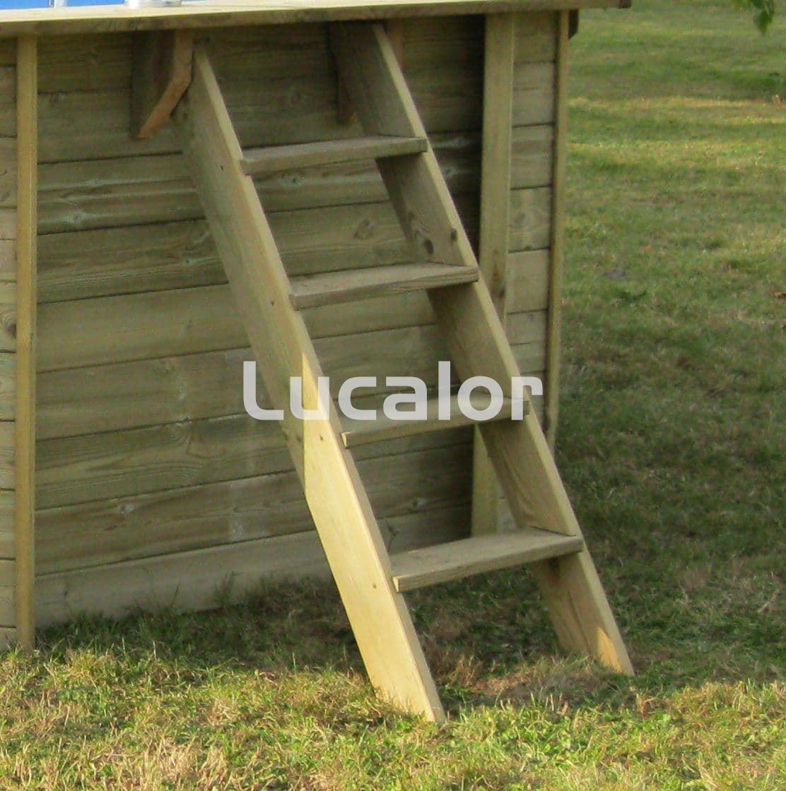 Piscina madera rectangular EVORA PLUS de gre con plataforma ( 620 x 420 x H 136 cm) - Imagen 3