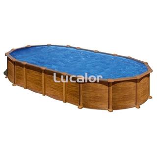 Piscinas Gre Amazonia ovalada imitación madera sin postes altura 132 cm - Imagen 1