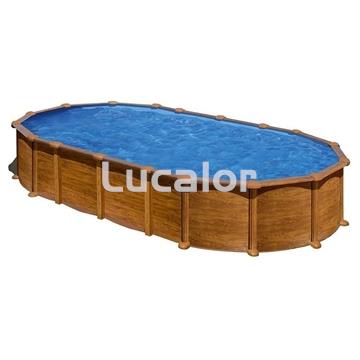Piscinas Gre Amazonia ovalada imitación madera sin postes altura 132 cm - Imagen 1