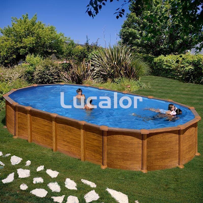 Piscinas Gre Amazonia ovalada imitación madera sin postes altura 132 cm - Imagen 2