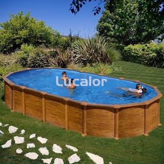 Piscinas Gre Amazonia ovalada imitación madera sin postes altura 132 cm - Imagen 2