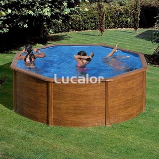 Piscinas serie pacific forma redonda aspecto madera  de gre H120 cm - Imagen 1