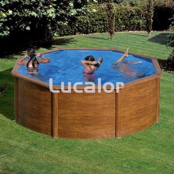 Piscinas serie pacific forma redonda aspecto madera  de gre H120 cm - Imagen 1