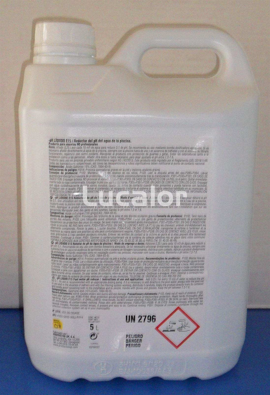 Reductor de pH liquido especial para bombas dosificadoras envase 5 -10 - 20 - Imagen 2